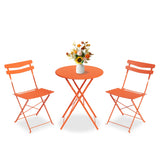 Garvee Set Bistro Da Esterno 3 Pezzi Tavolo E 2 Sedie Pieghevoli Metallo Arancione Per Balcone E Giardino - Orange