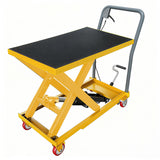 Tavolo elevatore Garvee da 28,4 pollici – Regolazione manuale dell'altezza, capacità di carico di 500 libbre, dimensioni 28" x 18", nero e giallo per officine e magazzini. - Giallo