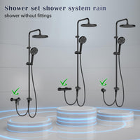 GARVEE Doccia a pioggia senza raccordi – Colonna doccia in acciaio inox nera rotonda 25 cm