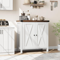 Credenza buffet da cucina Garvee con ante, ripiano regolabile, stile country, per cucina, soggiorno, sala da pranzo, bianca