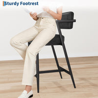 Set di 2 sgabelli da bar Garvee, sedia imbottita con schienale e poggiapiedi per cucina e bar, 26,8 pollici, pelle PU resistente all'acqua, nero