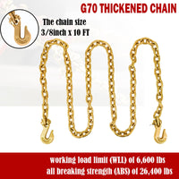 Set di legature a catena Garvee da 3/8"-1/2" in acciaio zincato grado 70 per industria e agricoltura, gancio regolabile da 10 piedi