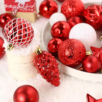 Set di palline di Natale Garvee da 65 pezzi, infrangibili, in plastica rossa e bianca, per decorazioni interne ed esterne