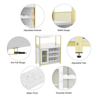 Mobile bar portabottiglie Garvee con portabottiglie rimovibile, portabicchieri, MDF e ferro, oro, per soggiorno e bar, 27,2"L x 13,8"P x 36,2"A