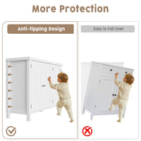 Scarpiera Garvee con ante, stile rustico, 4 ripiani, grande, bianca, MDF, robusta, antiribaltamento, sicura, per corridoio e soggiorno