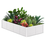 Aiuola rialzata Garvee, in metallo, 240 x 120 x 60 cm, fioriera da esterno per verdure, fiori ed erbe aromatiche, rettangolare, verniciata a polvere, antiruggine - Bianco
