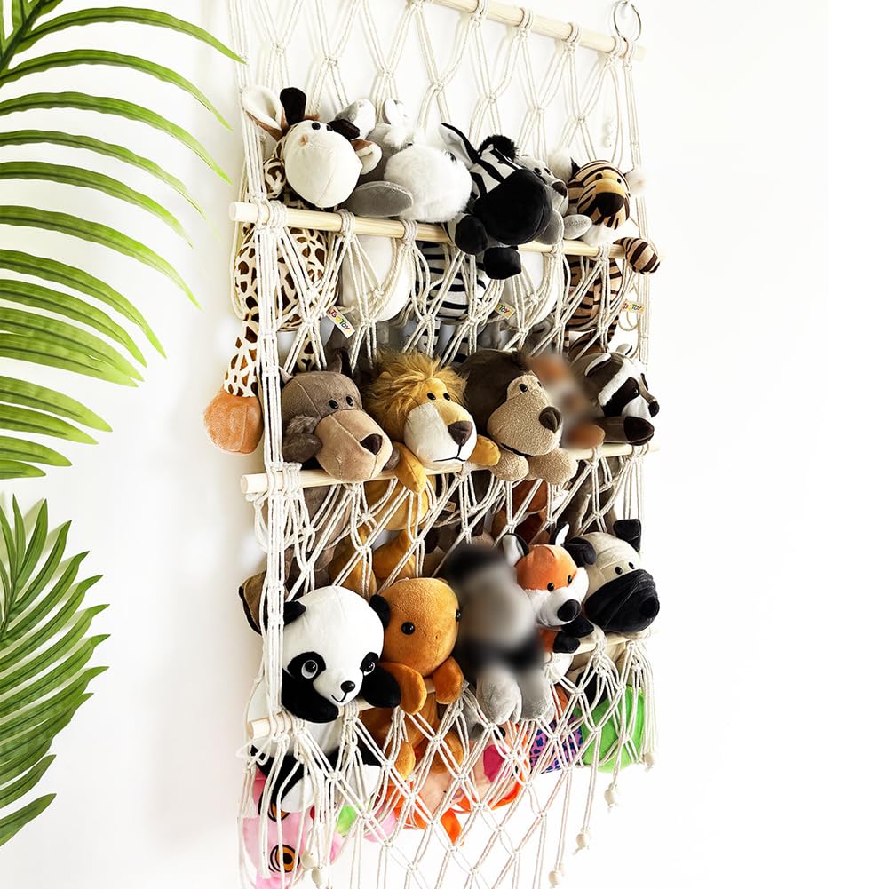 GARVEE Portaoggetti da appendere in cotone intrecciato a mano con motivi animali, amaca in corda di cotone resistente, per cameretta e camera da letto dei bambini, stile 1