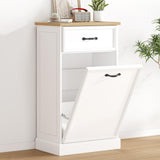 Garvee Mobile Porta Cestino 37.85 L Nascosto Antimorso Inclinabile Legno Robusto Bianco Cucina Soggiorno