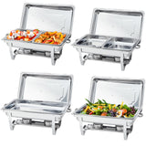 Garvee Set 4 Piatti Scaldavivande Buffet 8 QT Acciaio Inox Con Controllo Temperatura Per Catering E Feste