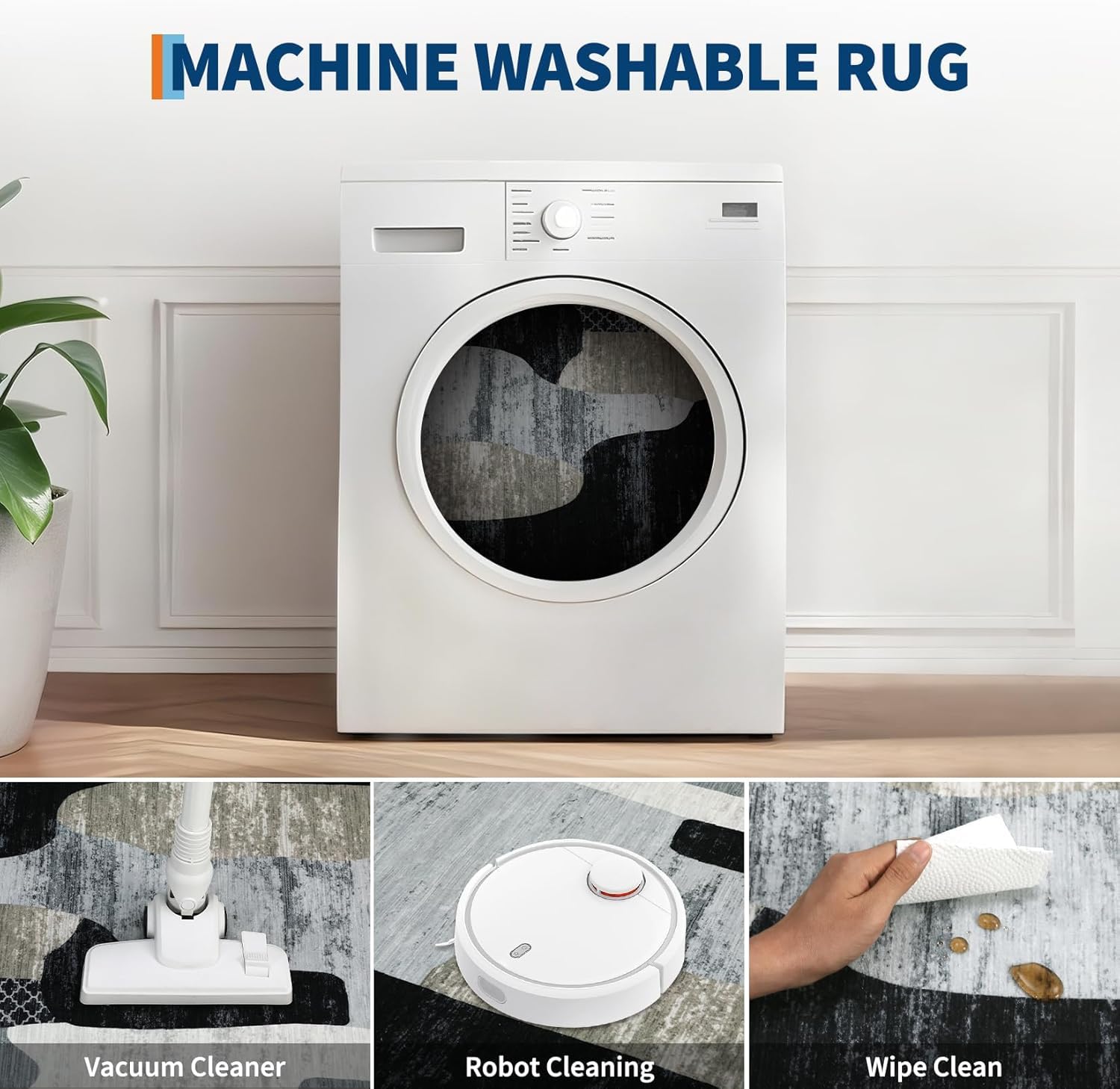 Tappeto moderno astratto Garvee 200x290 cm a pelo corto, morbido, lavabile in lavatrice, antiscivolo, per soggiorno e ufficio, multicolore