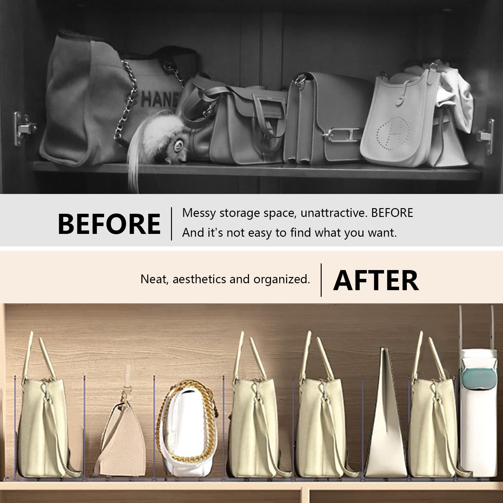 Divisori per scaffali in acrilico Garvee per armadi, divisori alti realizzati in robusto ABS, antiscivolo, versatili per camera da letto e cucina, trasparenti