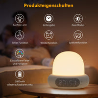 Lampada da comodino a LED Garvee Fulasofia per cameretta dei bambini, cambio colore, dimmerabile, wireless, ricaricabile tramite USB, 1800 mAh, luce calda, RGB