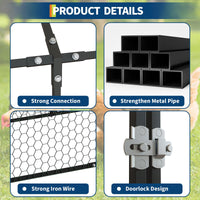 Pollaio Garvee Large 160 x 40 x 40 pollici con 4 porte, acciaio zincato, resistente alle intemperie, sicuro per polli, conigli e anatre