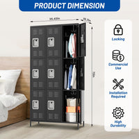 Mobiletto portaoggetti in metallo Garvee con 9 ante e 18 ganci, verniciato a polvere, per ufficio, scuola, palestra, garage