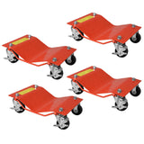 Set di carrelli per auto Garvee, 4 pezzi, arancione, resistente, 6000 libbre, acciaio, antiscivolo, rulli a 360° con freni, per garage, moto, camion - Arancia