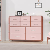 Cassettiera GARVEE, Armadio con 10/12 cassetti e maniglie, Mobiletto portaoggetti in tessuto con struttura in metallo, per camera da letto, armadio, corridoio, ingresso, rosa, 12 cassetti