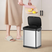 Pattumiera Garvee da 7,9 galloni/30 litri in acciaio inox con sensore di movimento e coperchio a chiusura ammortizzata per cucina e bagno, rettangolare