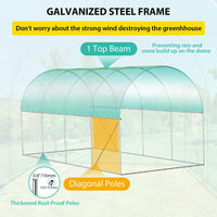 Serra a tunnel Garvee da 7x15x7 piedi con tubo zincato, porta avvolgibile completamente apribile, 8 finestre a rete, ampia base per giardino esterno verde