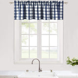 Tende corte Garvee per finestre di bar con motivo a quadri Gingham, filtranti per la luce, facili da pulire, 56"x15", poliestere, per cucina e camera da letto - Blu scuro e bianco