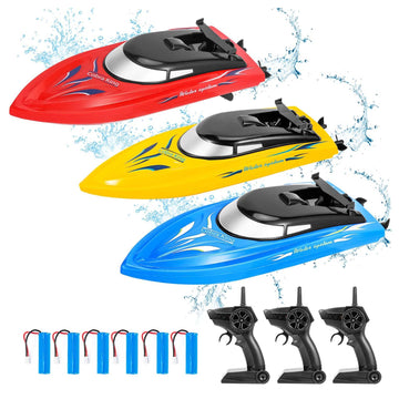 Garvee set di barche RC da 3 pezzi, telecomando, 10 km/h, per piscine e laghi, plastica ABS, veloce, 6 batterie