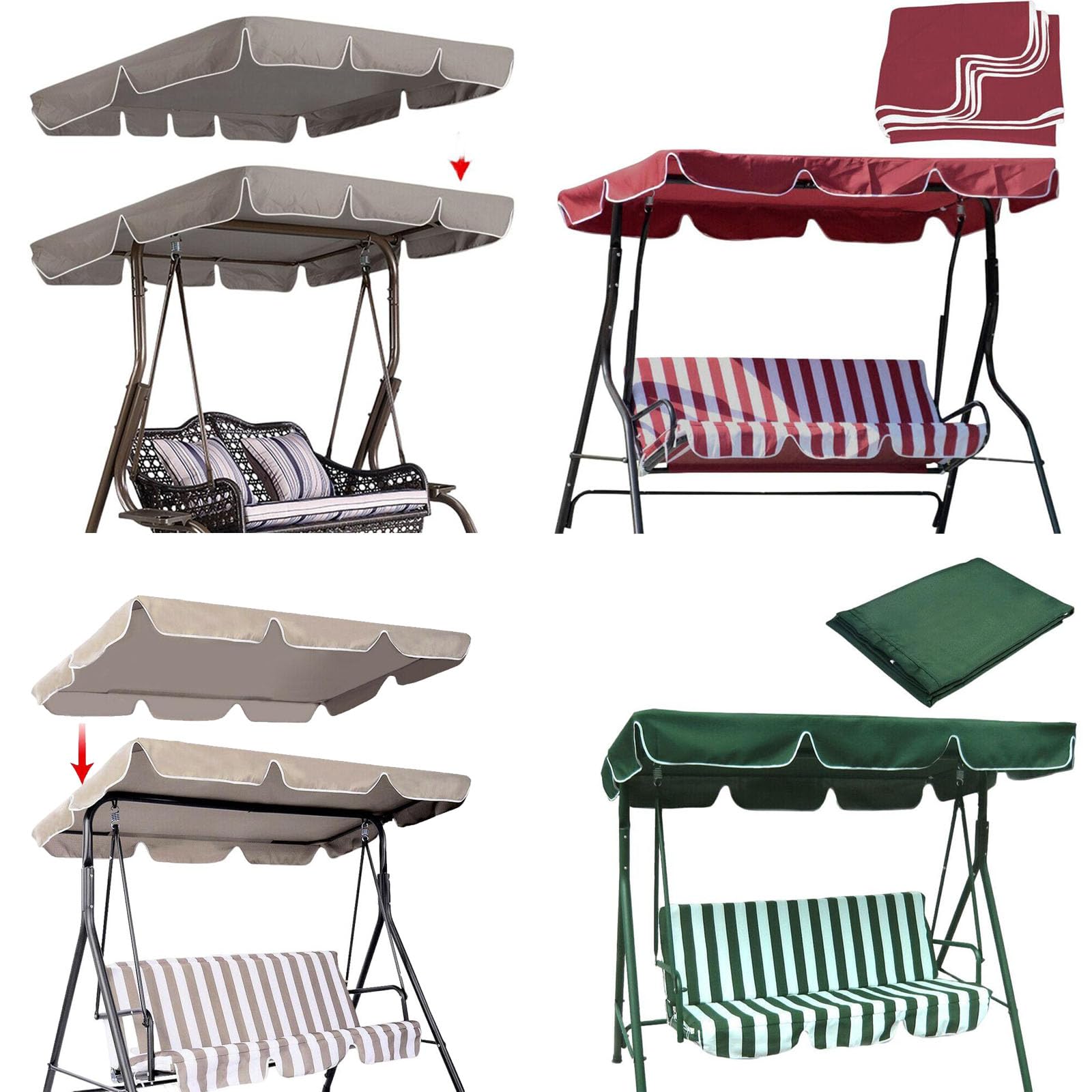 Garvee Copertura per Dondolo da Giardino 3-4 Posti, Tessuto Oxford Impermeabile 210D, Marrone, Adatta a Esterni