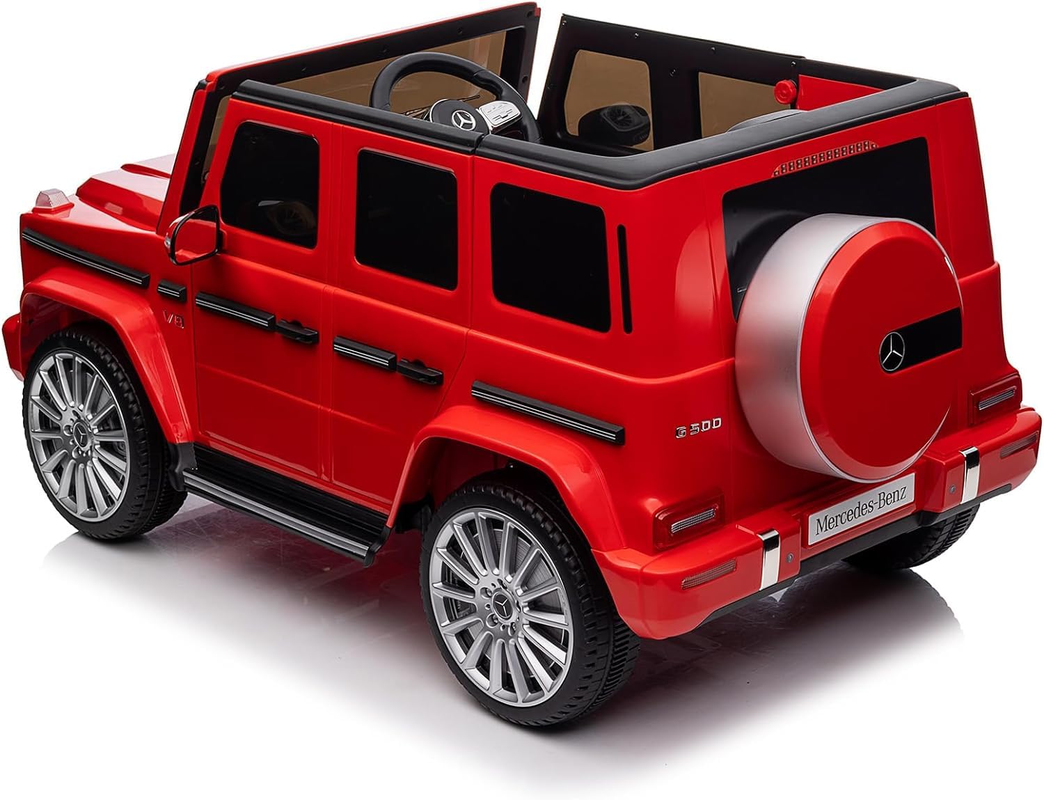 GARVEE Auto elettrica per bambini, veicolo elettrico da 12 V, auto elettrica con telecomando, 3 velocità, clacson, LED, musica, USB, MP3, Bluetooth, per ragazzi e ragazze (rosso)