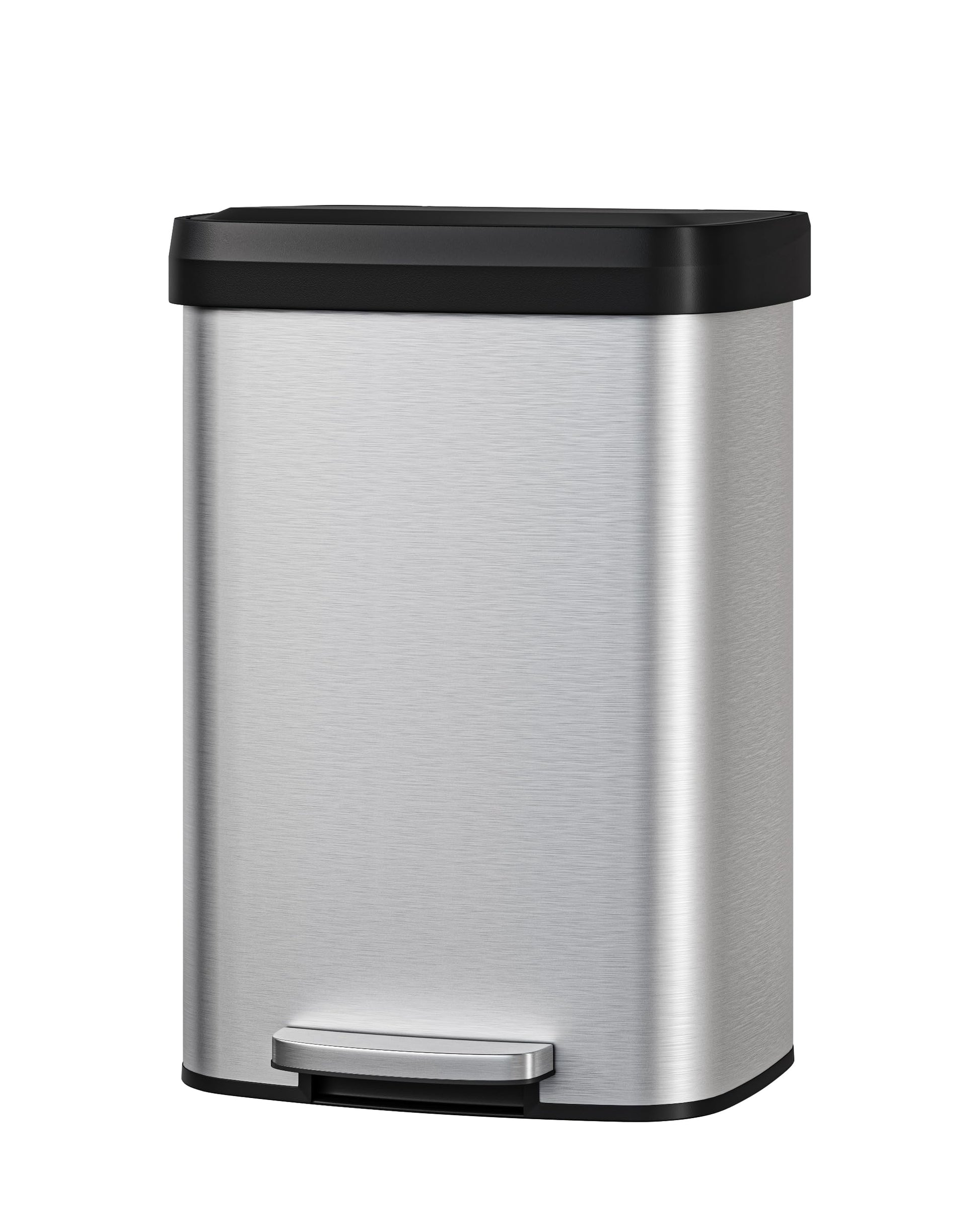 Pattumiera Garvee in acciaio inox da 13 galloni con coperchio, chiusura ammortizzata, maniglia ergonomica, argento, per isola cucina, grande, antiruggine