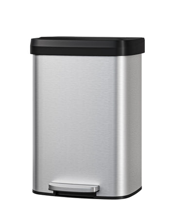 Pattumiera Garvee in acciaio inox da 13 galloni con coperchio, chiusura ammortizzata, maniglia ergonomica, argento, per isola cucina, grande, antiruggine