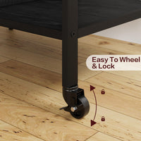 Tavolo porta stampante mobile Garvee di grandi dimensioni con prese di corrente e USB, carrello a 4 ripiani, struttura in metallo, pannello in MDF, ruote con bloccaggio per ufficio e soggiorno, 23,66" L*15,76" W*31,86" H, nero