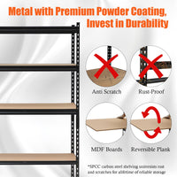 Scaffalature per garage Garvee Heavy Duty, 5 ripiani regolabili, capacità di carico di 2000 libbre, telaio robusto a forma di V in acciaio SPCC verniciato a polvere, per garage e officina, 60x18x72 pollici, nero