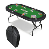 Garvee Tavolo da Poker Ovale per 8 Giocatori 183 cm Pieghevole con Feltro Casinò, Gambe Collassabili, Braccioli Imbottiti, Portabicchieri in Metallo, Borsa Portatile - Texas Holdem, Blackjack