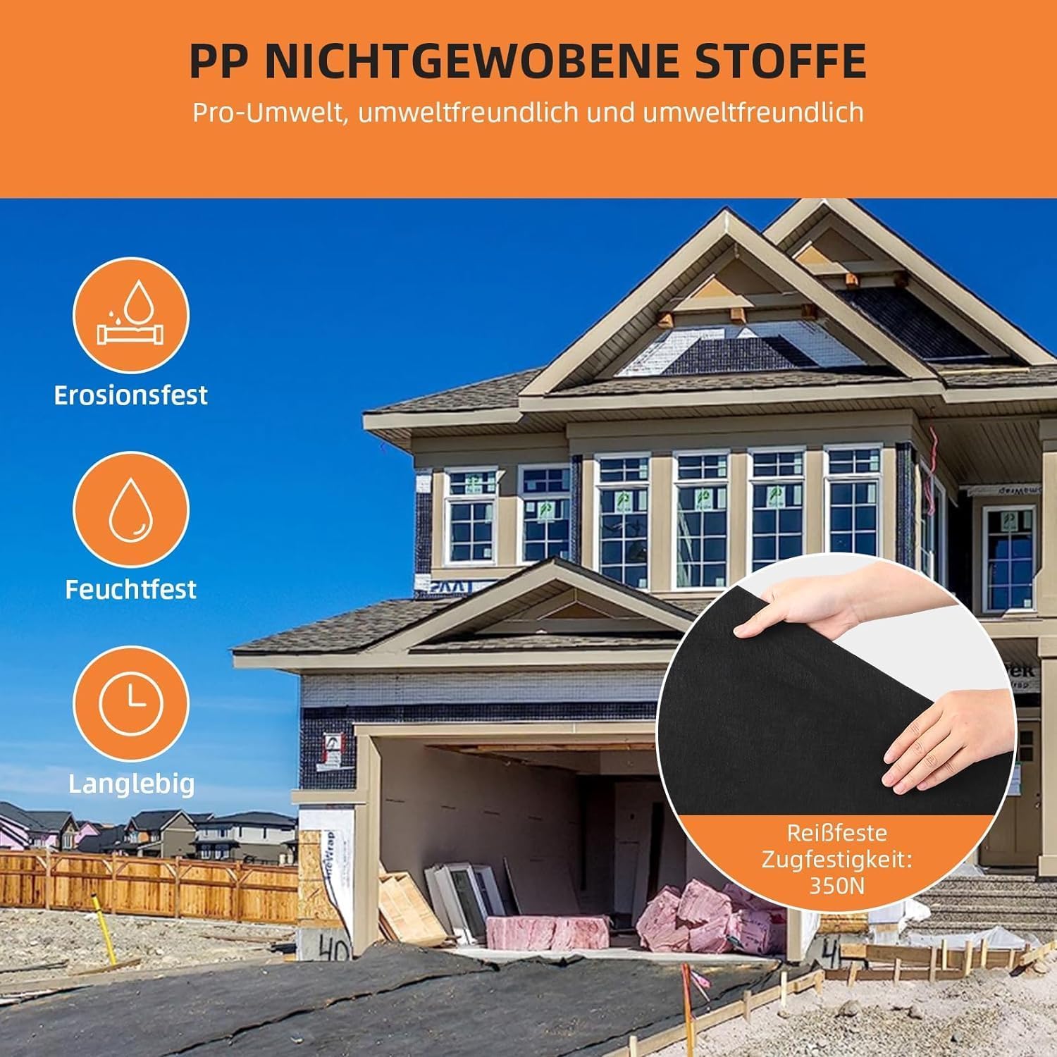 GARVEE Geotessile Paesaggio 91,5x9144cm PP 6oz 350N Resistenza alla trazione 440N Capacità di carico per vialetti e strade Stabilizzazione Controllo dell'erosione Drenaggio