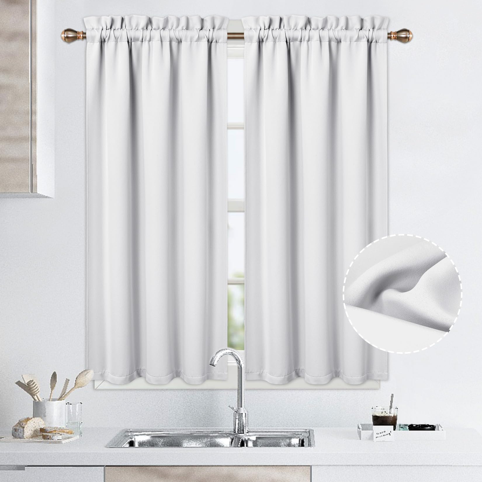 Tende oscuranti Garvee, set da 2 pezzi per bagni e piccole finestre, 26x45 pollici, nere, oscuranti