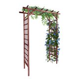 Garvee Arco da Giardino in Legno Massiccio di Abete 216 cm, Pergola con Griglia Doppia, Resistente, per Giardini, Naturale - Teak