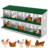 Nidi Garvee – Metallo, 10 scomparti, resistenti alle intemperie, per allevamenti avicoli e giardini, 53,54"L x 16,93"W x 26,57"H - Verde