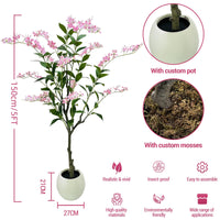 Albero di gelsomino artificiale Garvee grande con vaso bianco per casa, soggiorno, camera da letto, ufficio, giardino, rosa