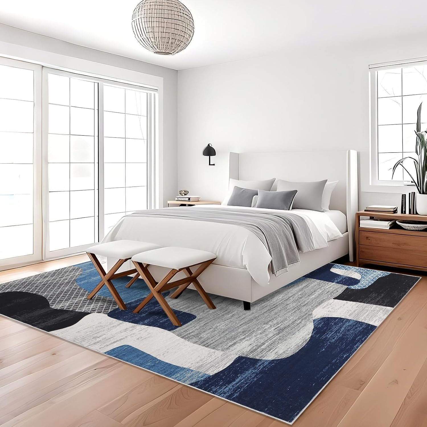 Tappeto moderno astratto per soggiorno Garvee, a pelo corto, antiscivolo, lavabile, morbido, leggero, 200x290 cm, per soggiorno e ufficio