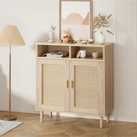 Credenza moderna in rattan Garvee da 36" - Intrecciata a mano, antiribaltamento, con ripiano regolabile, mobile da cucina e sala da pranzo, multifunzionale, colori naturali