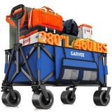 Garvee Carrello Pieghevole 280L Capacità 460LBS Ruote Tutterreno Telaio Acciaio 600D Oxford Copertura e Porta Bicchieri per Campeggio Spiaggia, Leggero e Compatto, Blu - Blue