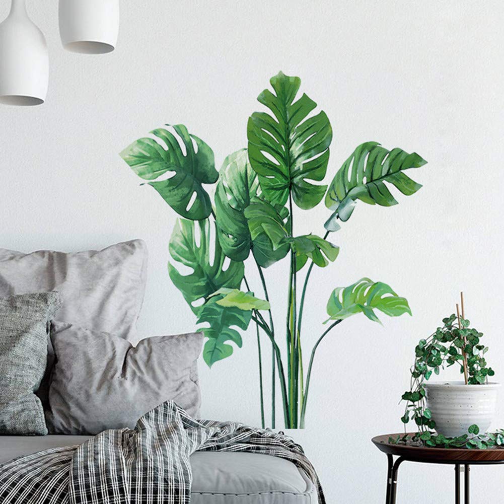 Adesivi murali Garvee Tropical Plants 30 x 90 cm in vinile verde decorativo per soggiorno, camera da letto, cucina, bagno