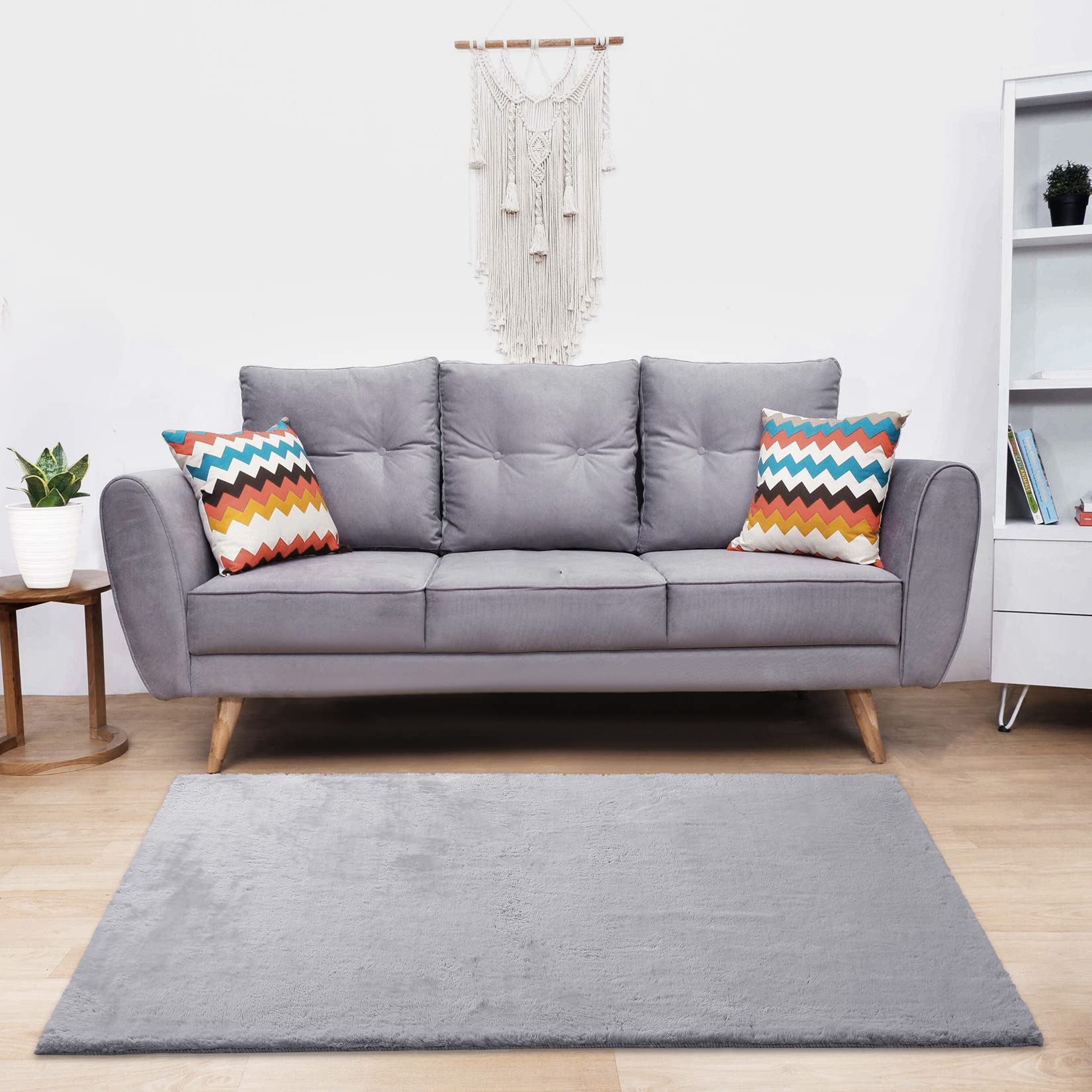 Tappeto soffice Garvee 3x5 piedi, soffice tappeto a pelo lungo, materiale in pelliccia sintetica morbida, pavimento antiscivolo, soggiorno e cameretta dei bambini, grigio