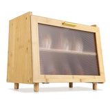 Garvee Contenitore per Pane a Doppio Strato in Bambù Grande Capacità con Finestra Acrilica e Maniglie Dorate per Cucina Rustica Nera 39x25x32,3 cm