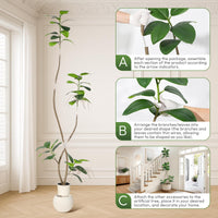 Albero di gomma artificiale Garvee da 7 piedi con vaso in resina bianca, resistente ai raggi UV, durevole, realistico, decorazione per interni, grande pianta da pavimento