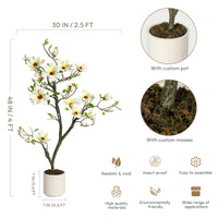 Albero di magnolia artificiale Garvee, 4 piedi, bianco, con rami regolabili, per uso interno ed esterno, ufficio e casa, materiale di alta qualità, base stabile