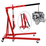 Garvee Carrello Sollevatore Motore Pieghevole 2 Ton Idraulico Potente Con Ruote Girevoli 360° Acciaio Robusto Regolabile 4 Livelli Per Officina E Garage - Red