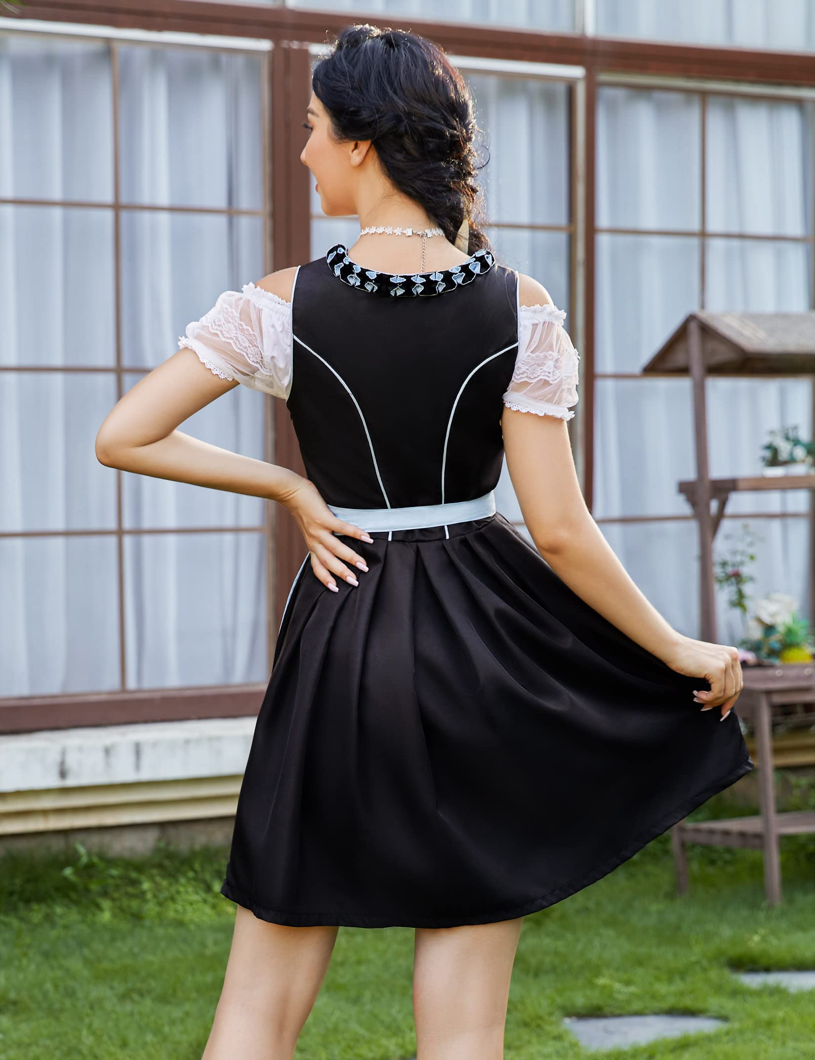 Garvee - Abito tradizionale corto Dirndl in 3 pezzi per l'Oktoberfest, blu, taglia 36