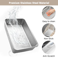 Lettiera per gatti Garvee in acciaio inox di grandi dimensioni con coperchio, resistente agli odori, doppio ingresso, 23.6"x15.75"x15.35"