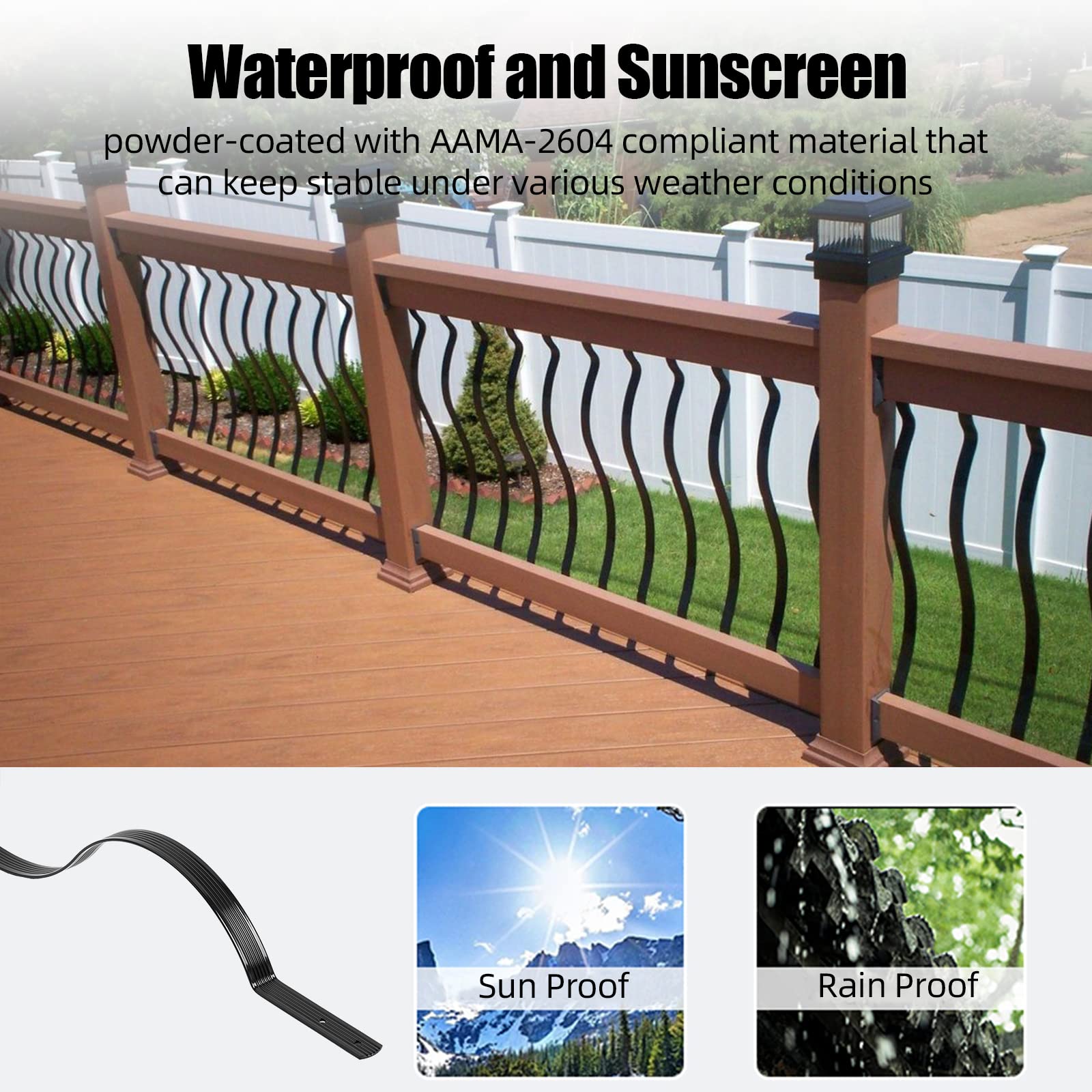 Montanti per ringhiere in alluminio Garvee - Nero opaco, perfetti per terrazze e scale, robusti e durevoli