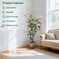 Albero di gelsomino artificiale Garvee grande con vaso bianco per soggiorno, camera da letto, ufficio, giardino, fiori rosa, resistente alle intemperie