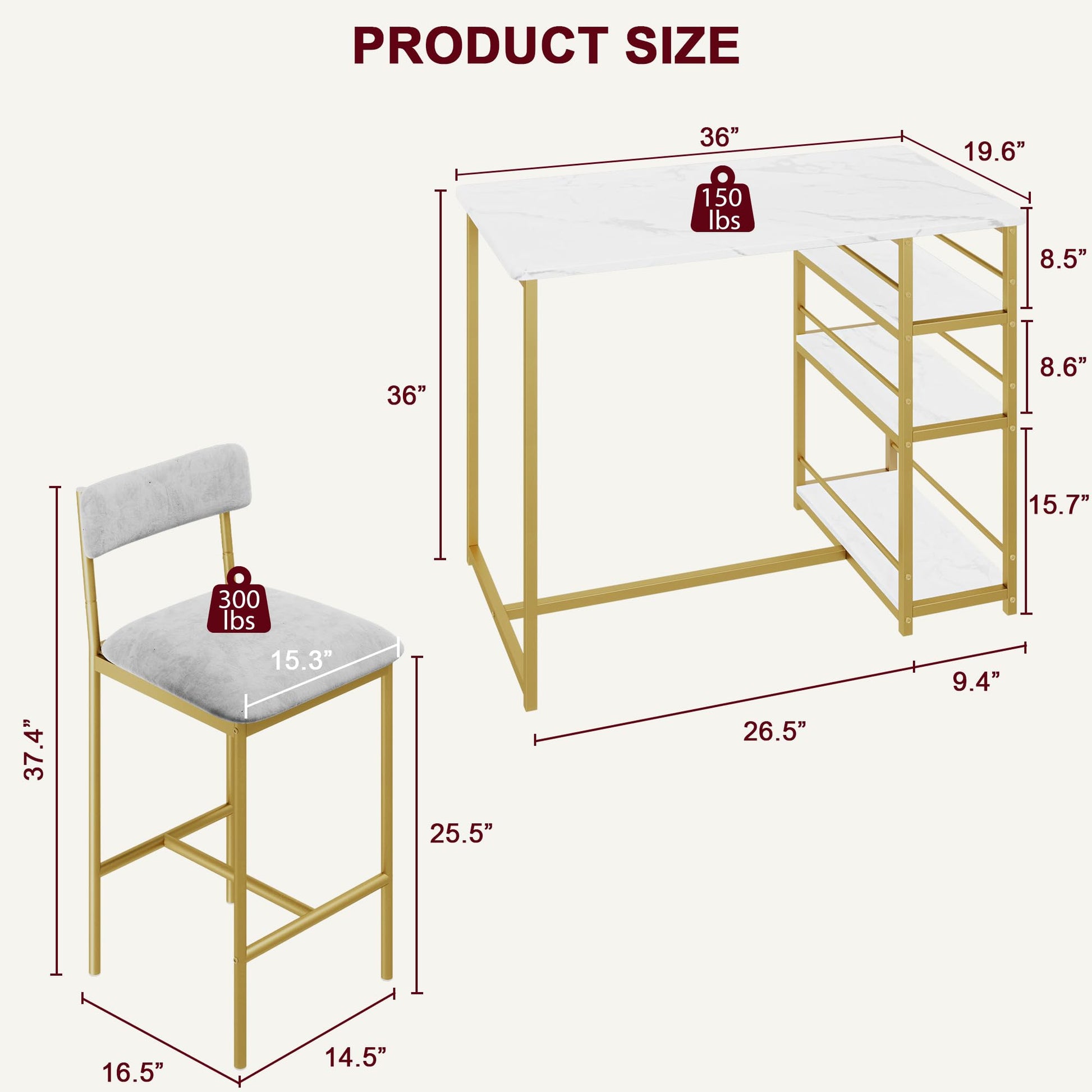 Set da pranzo Garvee per 2 persone con seduta in velluto, 3 ripiani, MDF e acciaio, tavolo in marmo impermeabile, grigio-oro, salvaspazio per punch piccole